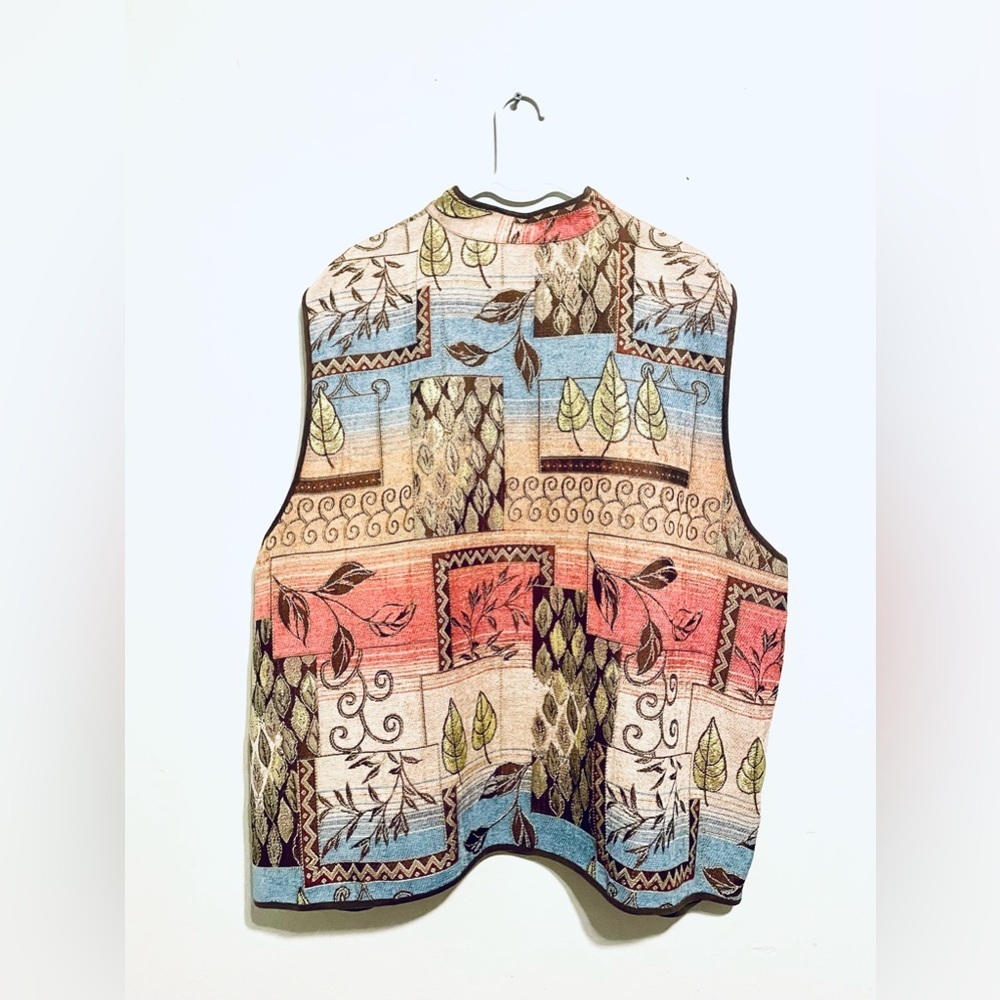 Vtg Alfred Dunner Southwestern Tapestry Zip Up‎ Vest 24W Barn Cottage Gorpore - Picture 7 of 7